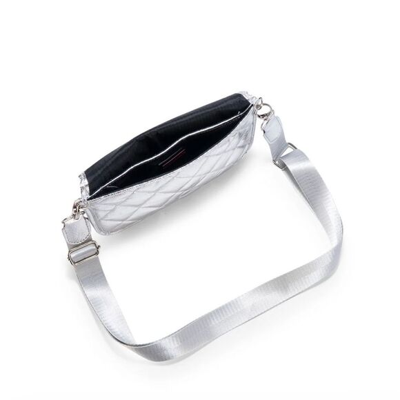 Silver Quilted Crossbody Bag Small Wallet on Chain Card Slots - NWT - Picture 5 of 7